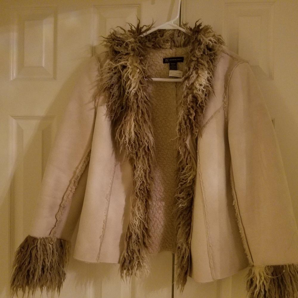 INC international concepts jacket w faux fur trim